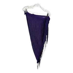 Cejon Purple Fringe Wrap Scarf Sarong Knit One Size